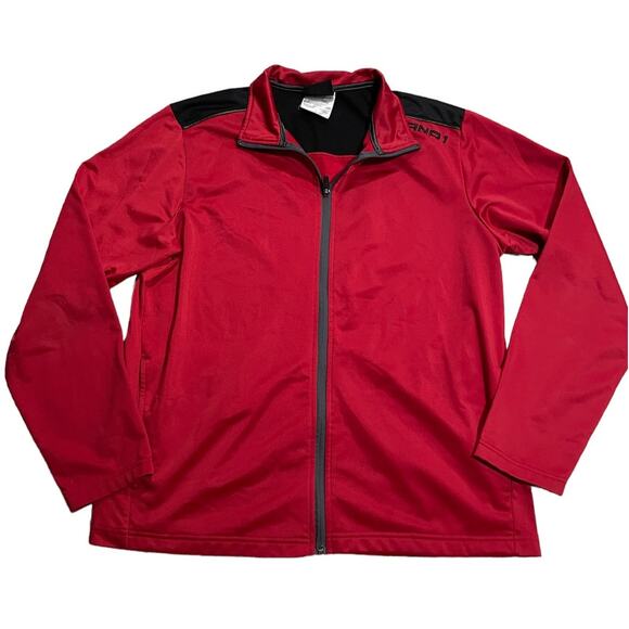 And1 Track Jacket Full Zip Mens Large Athletic Activewear Red Black Long Sleeve - Picture 1 of 12